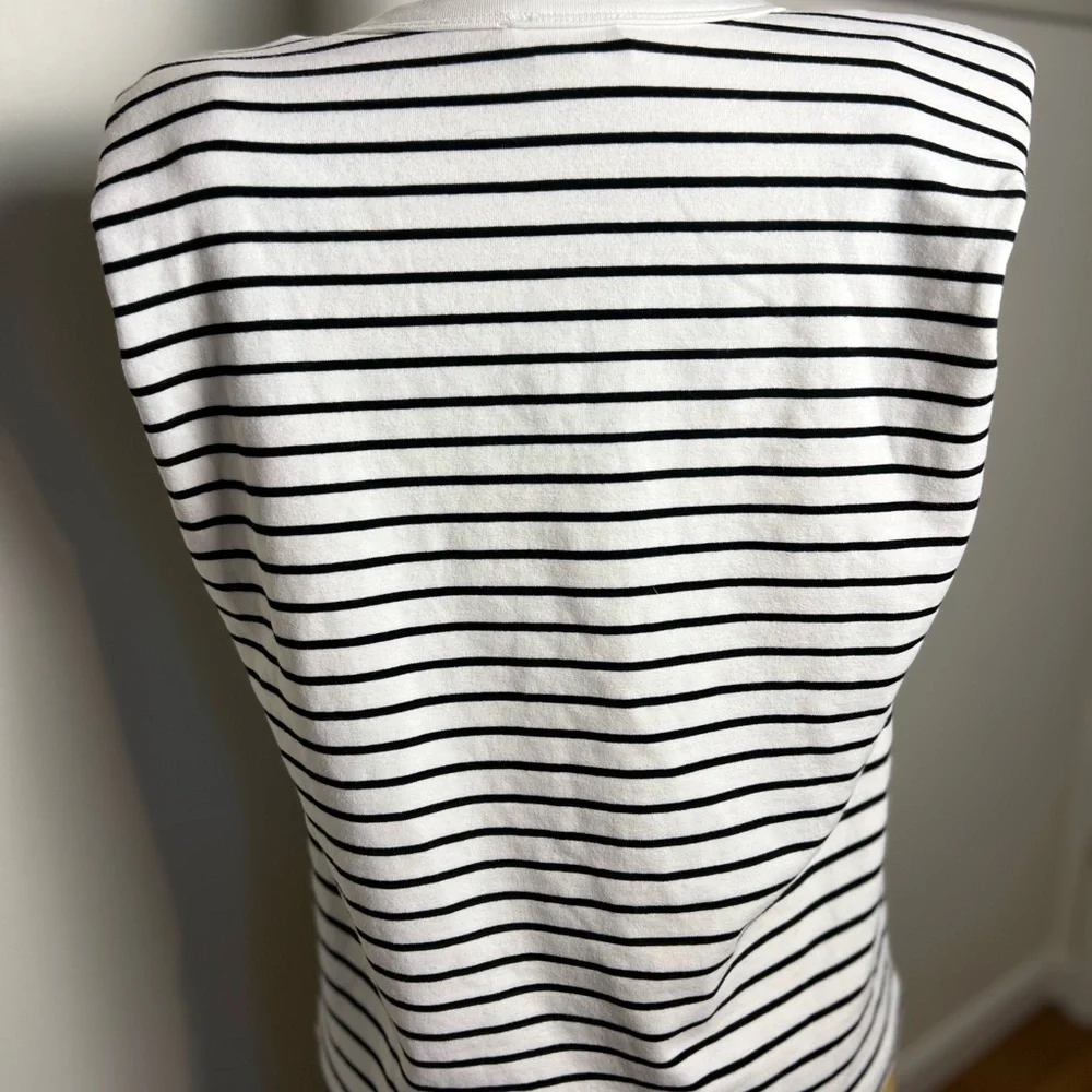 Anthropologie women’s black & white striped sleeveless cotton top XS - Picture 4 of 7